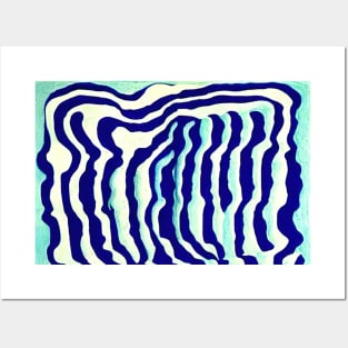 Background blue wavy strokes Posters and Art